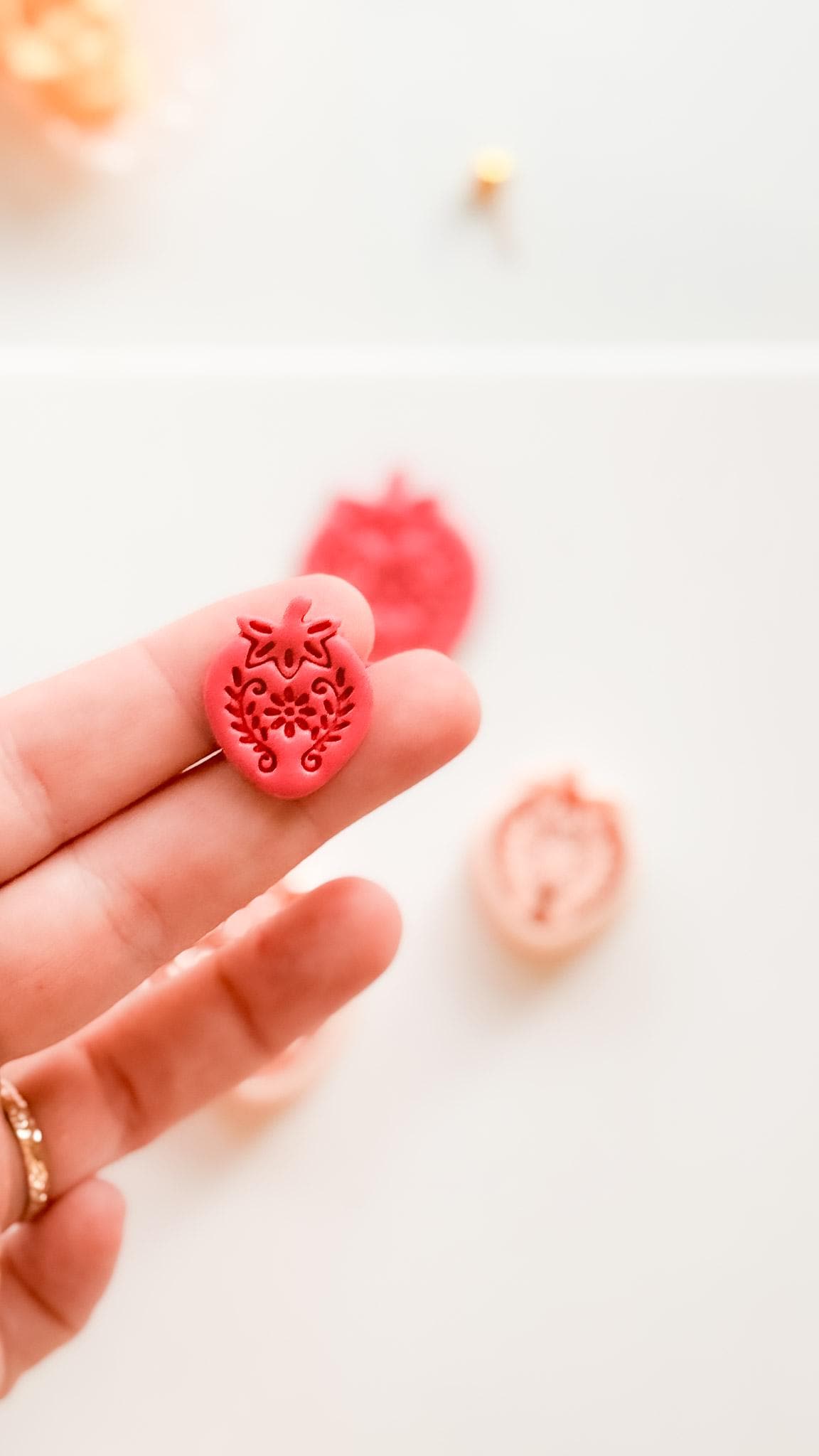 Floral Strawberry Cutter for Polymer Clay Earrings