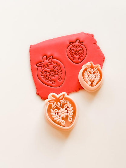Floral Strawberry Cutter for Polymer Clay Earrings