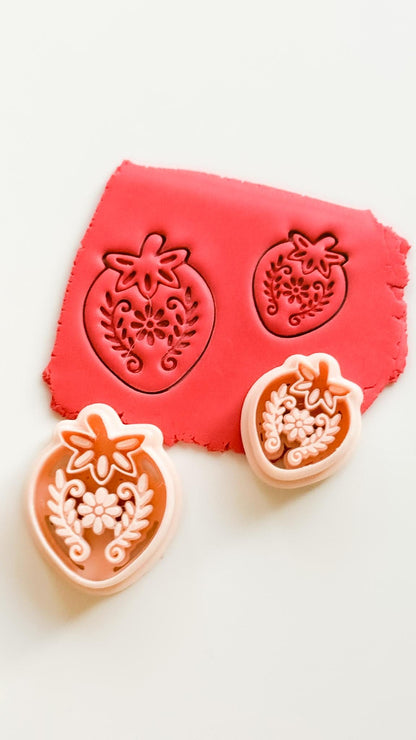 Floral Strawberry Cutter for Polymer Clay Earrings