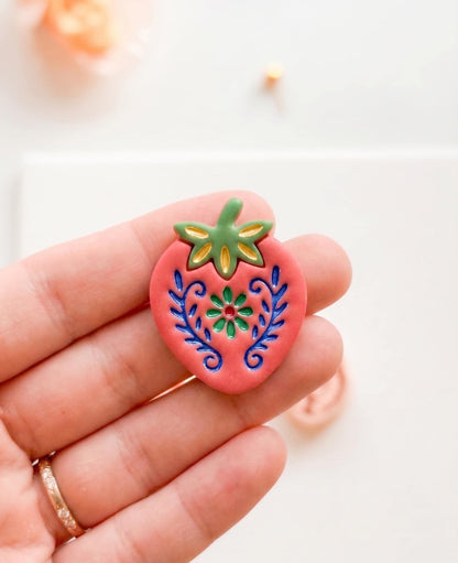 Floral Strawberry Cutter for Polymer Clay Earrings