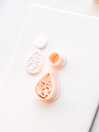 The Tropic Teardrop Cutter: Palm Leaf and Hibiscus Shape for Polymer Clay