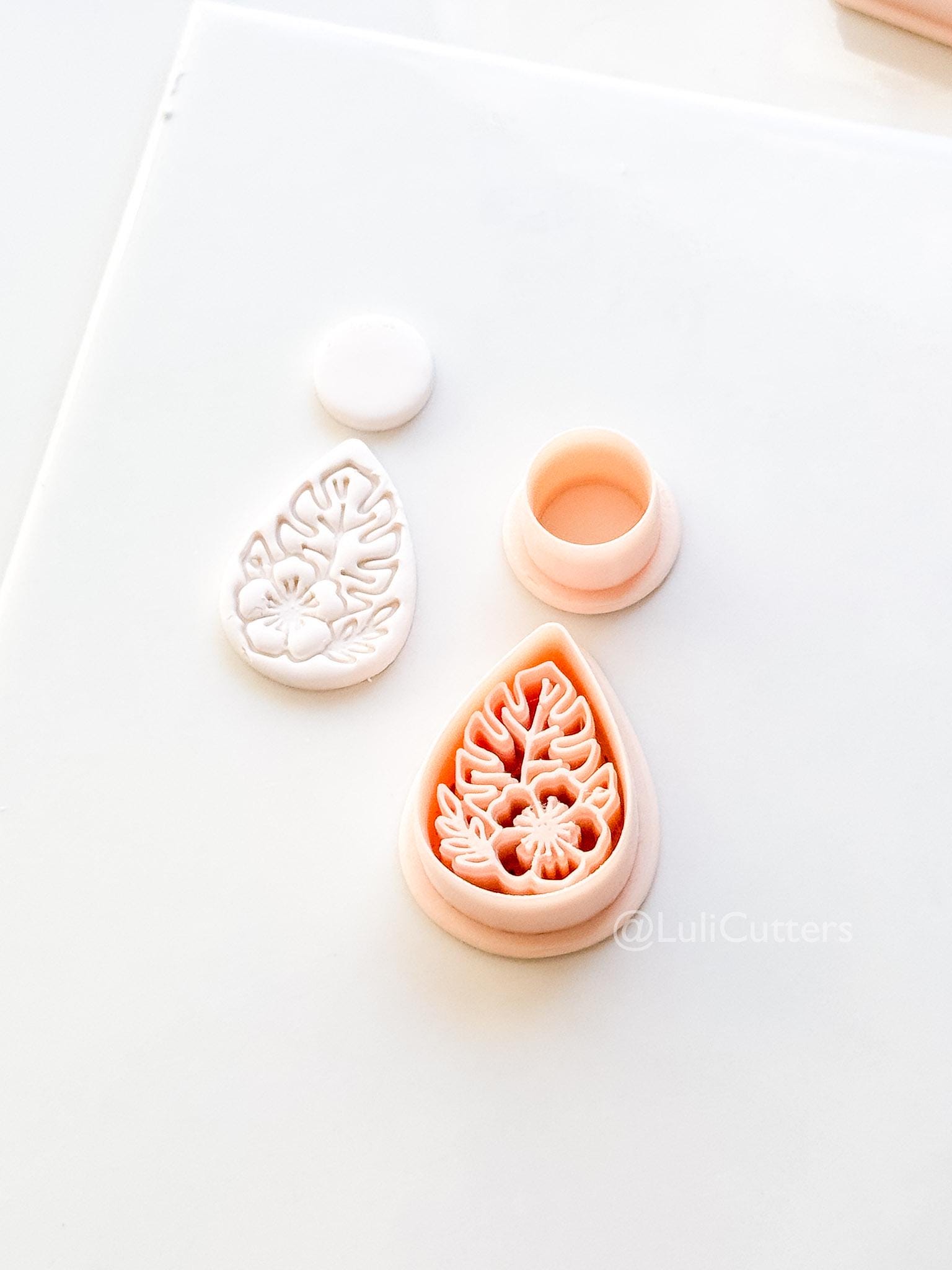 The Tropic Teardrop Cutter: Palm Leaf and Hibiscus Shape for Polymer Clay