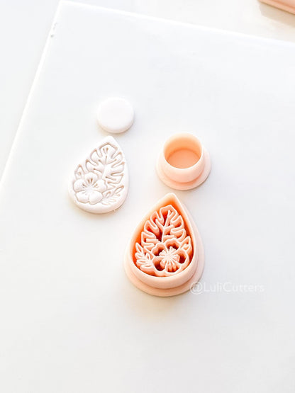 The Tropic Teardrop Cutter: Palm Leaf and Hibiscus Shape for Polymer Clay