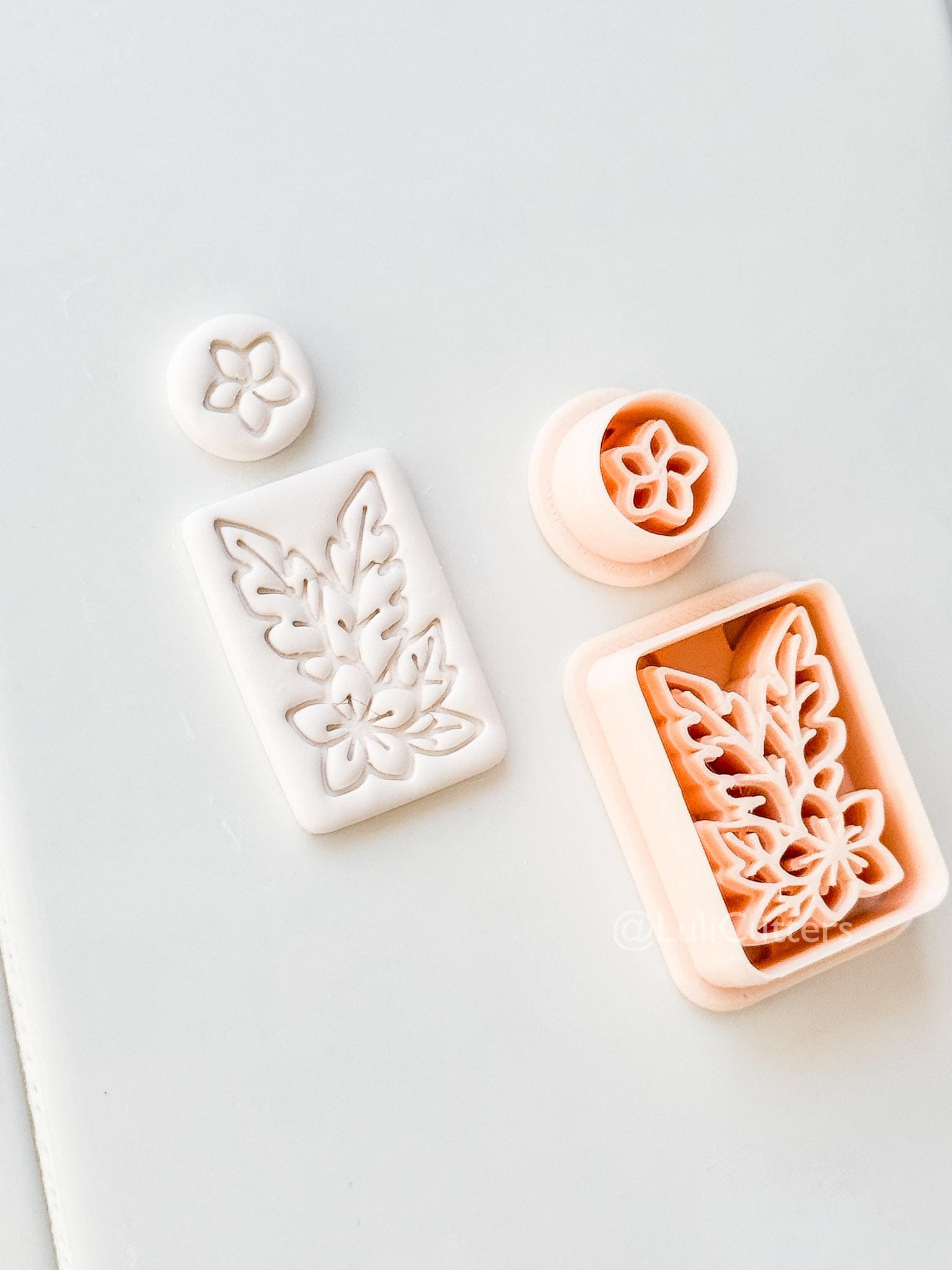 Plumeria Rectangle Set Cutter: Tropical Floral Frame Shape for Polymer Clay