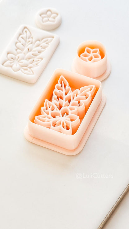Plumeria Rectangle Set Cutter: Tropical Floral Frame Shape for Polymer Clay