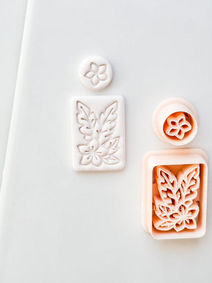 Plumeria Rectangle Set Cutter: Tropical Floral Frame Shape for Polymer Clay