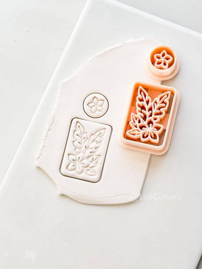 Plumeria Rectangle Set Cutter: Tropical Floral Frame Shape for Polymer Clay