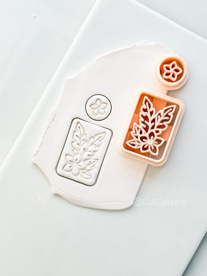 Plumeria Rectangle Set Cutter: Tropical Floral Frame Shape for Polymer Clay