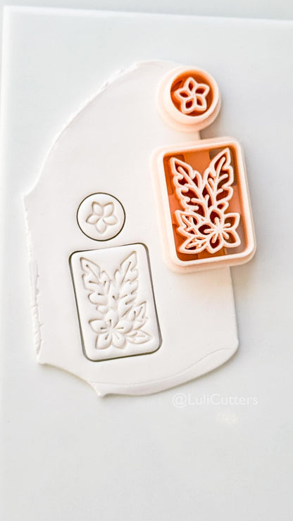 Plumeria Rectangle Set Cutter: Tropical Floral Frame Shape for Polymer Clay