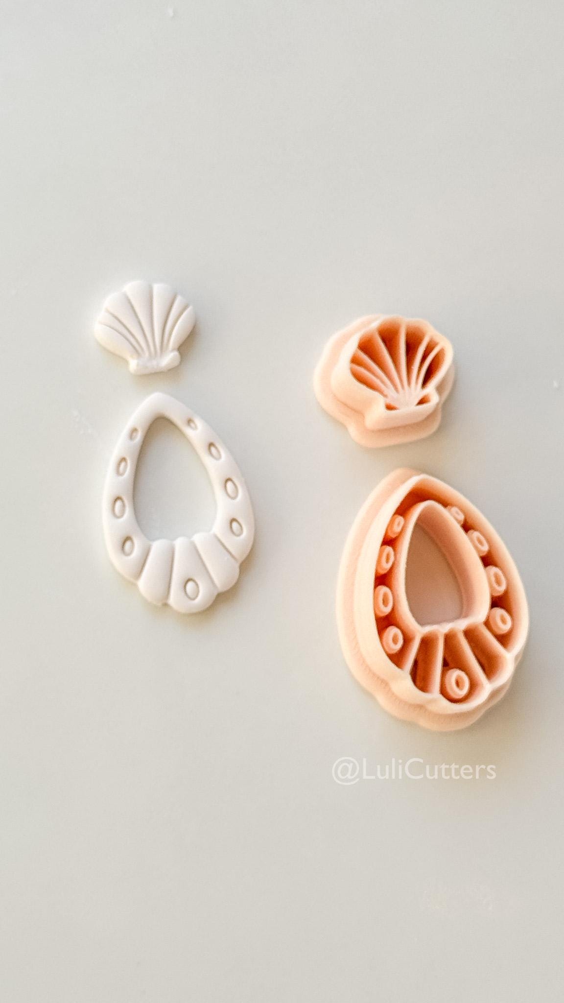 Shell Drop Cutter: Scallop Teardrop Dangle Shape for Polymer Clay
