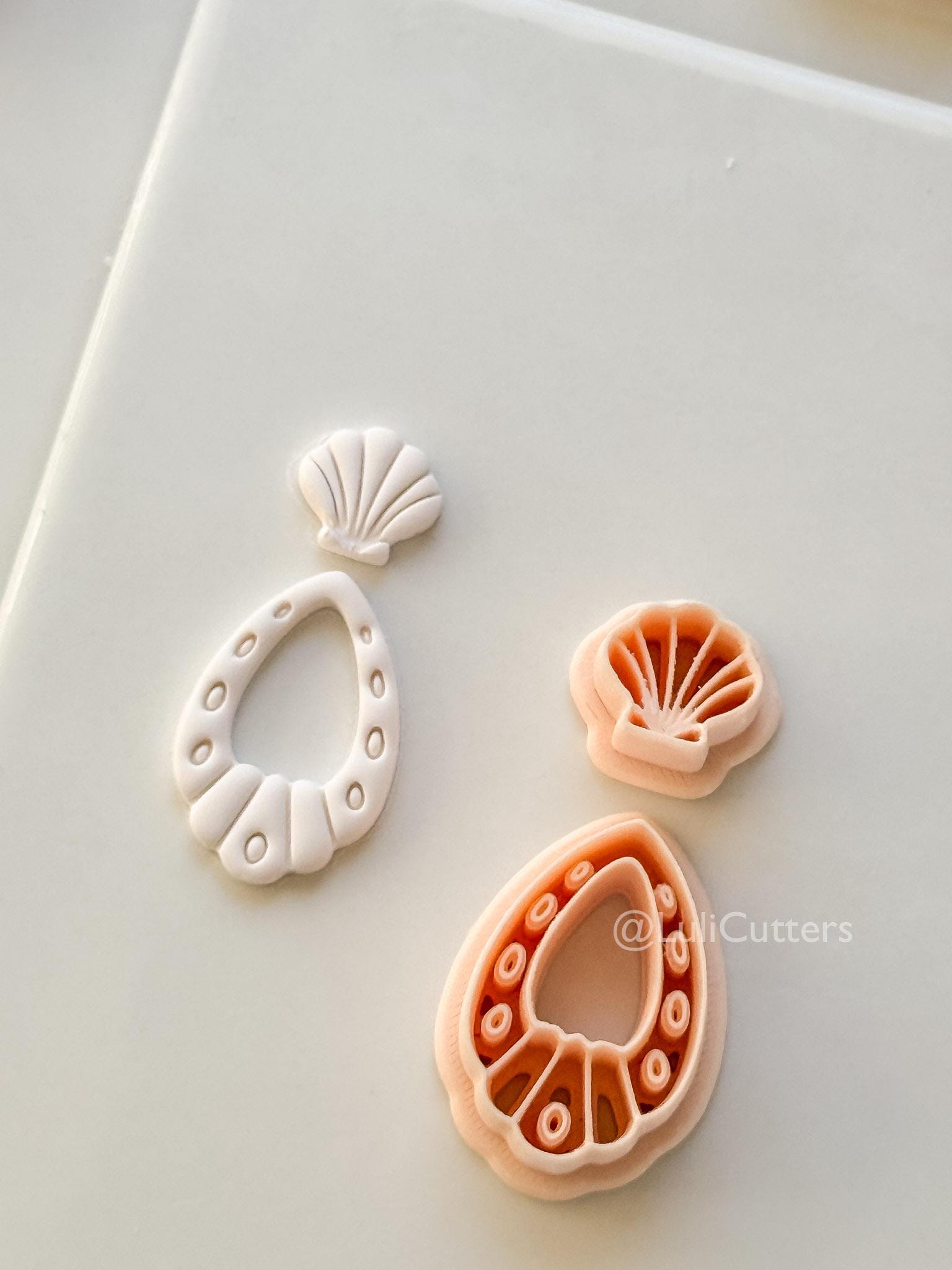 Shell Drop Cutter: Scallop Teardrop Dangle Shape for Polymer Clay