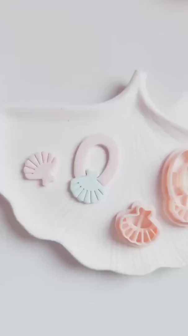 Shell Hoop Clay Cutter Set: Seashell Earring Tool with Imprint