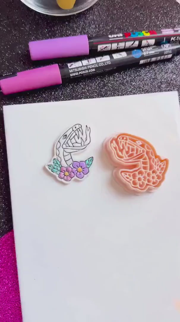 Venom Bloom Snake Cutter  38 mm & 45 mm Floral Fang Polymer Clay Earring Tool