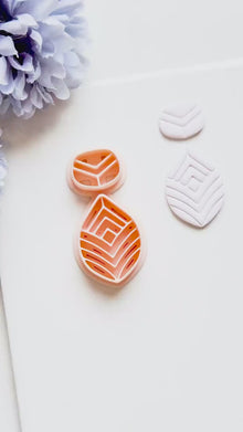 Vela Form Polymer Clay Cutter: Layered Leaf Shape with Geometric Line Texture
