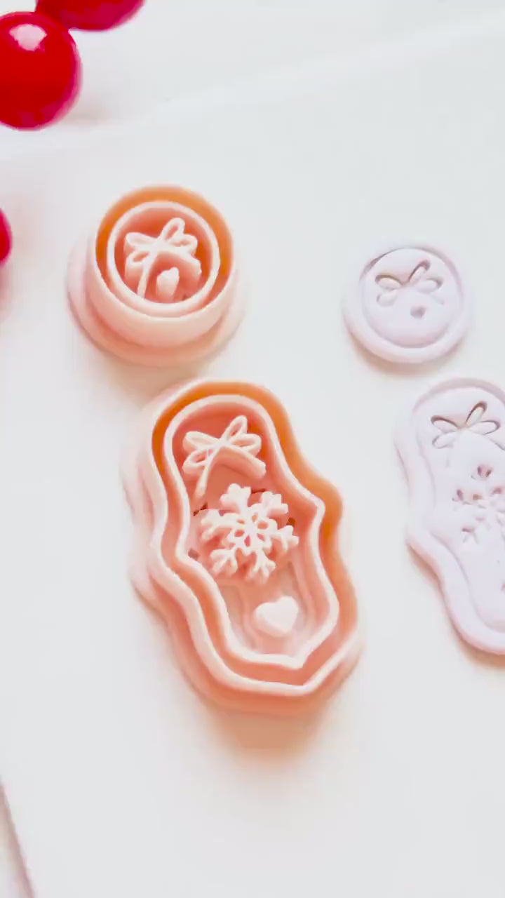 Snowflake Bow Clay Cutter Set – Christmas Dangle Earring Polymer Clay Tool
