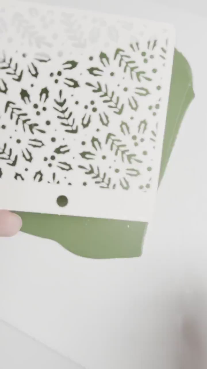 Holly Leaf Christmas Stencil – Festive Berries Pattern for Polymer Clay and Crafts