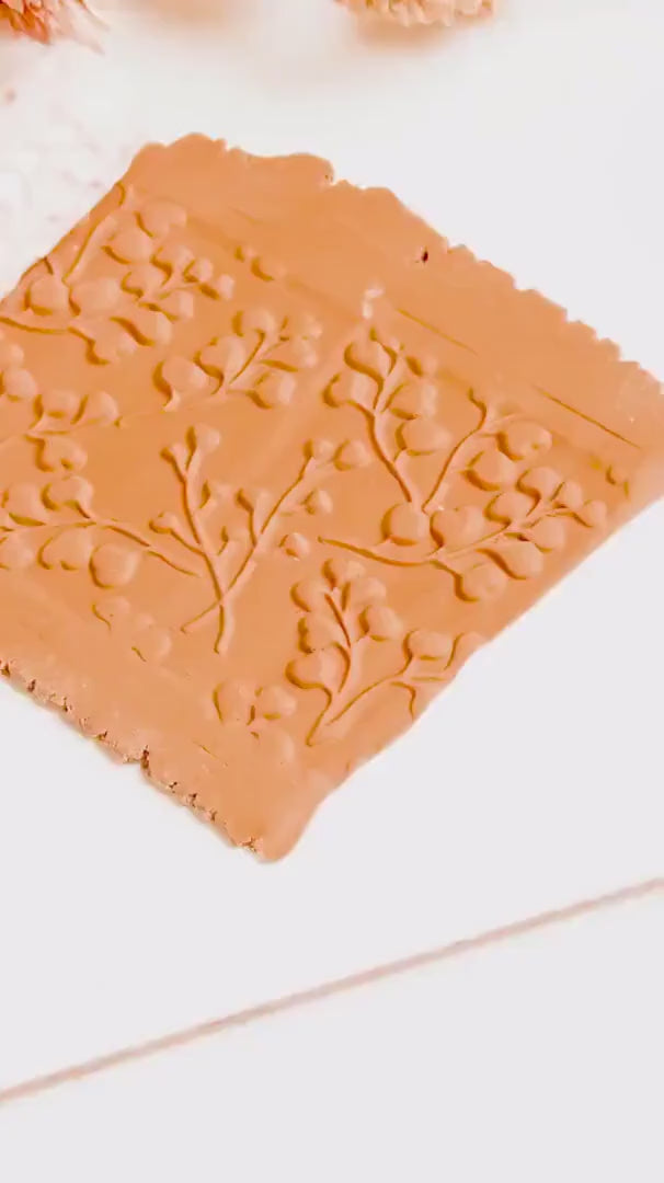 Berry Vine Texture Roller, Botanical Clay Jewelry Designs