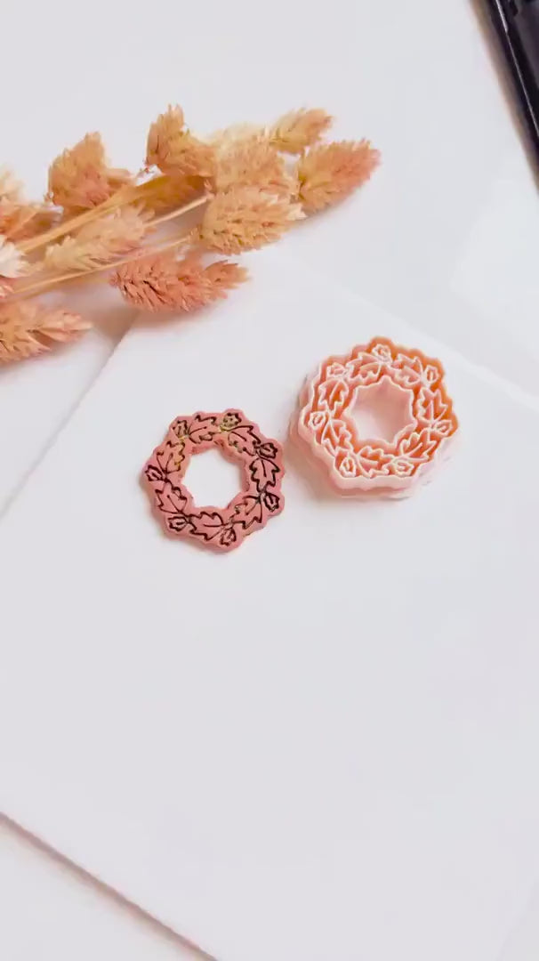 Oak Leaf Wreath Cutter Set: Polymer Clay Jewelry Tool, Autumn Design