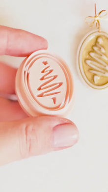 Oval Christmas Tree Clay Cutter: Holiday Earring Design