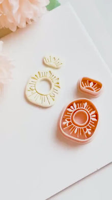 Sunburst Clay Cutter Set: Polymer Clay Earring Mold with Deboss Design