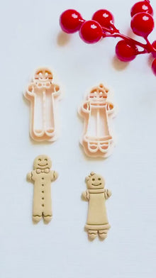 Gingerbread Boy and Girl Polymer Clay Cutters  Christmas Earring Clay Tools