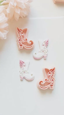 Sweetheart Boots Clay Cutter Set: Winged Boot Design with Heart Details