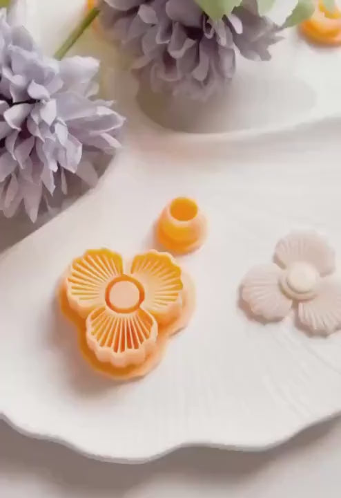 Polymer Clay Flower Cutter Set: Striped Petal Earring Design