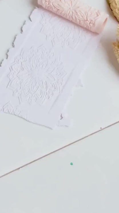 Mandala Floral Pattern Polymer Clay Roller  Embossing Texture Tool