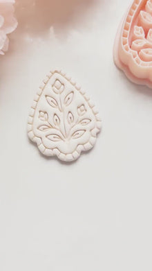 Petal Rue Clay Cutter: Scalloped Teardrop with Botanical Detail