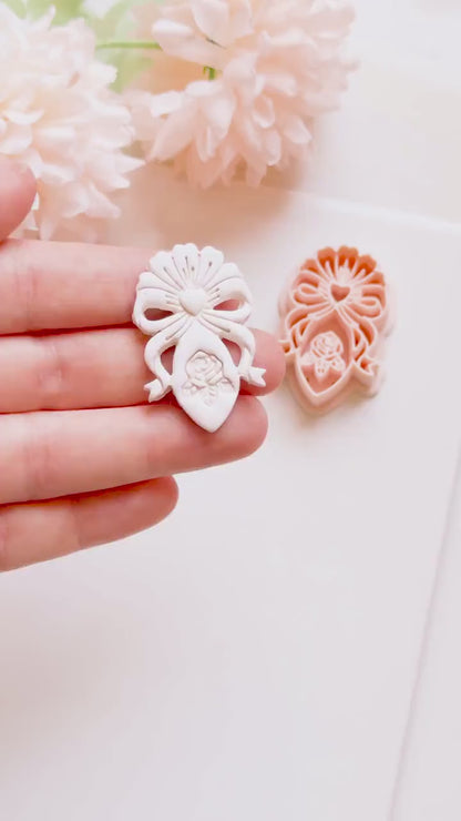 Heartbow Rose Cutter: Bow and Rose Heart Shape for Polymer Clay
