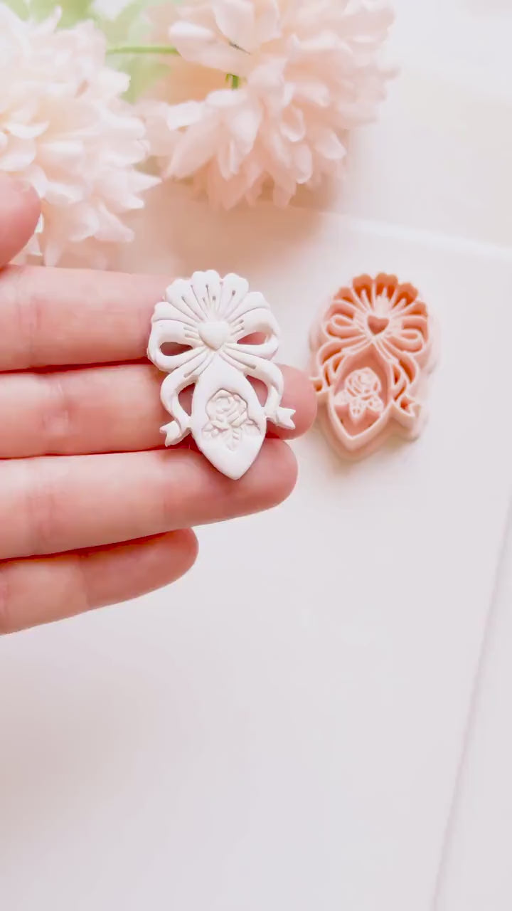 Heartbow Rose Cutter: Bow and Rose Heart Shape for Polymer Clay
