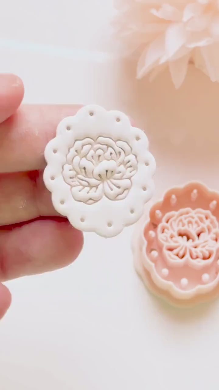Peony Lace Cutter: Scalloped Floral Shape for Polymer Clay