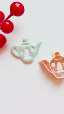 Christmas Teapot Clay Cutter – Holiday Polymer Clay Earring and Ornament Tool