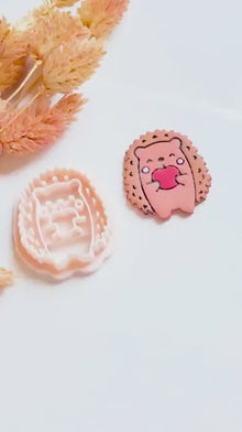Hedgehog Polymer Clay Cutter: Apple Accent, Kawaii Animal Mold