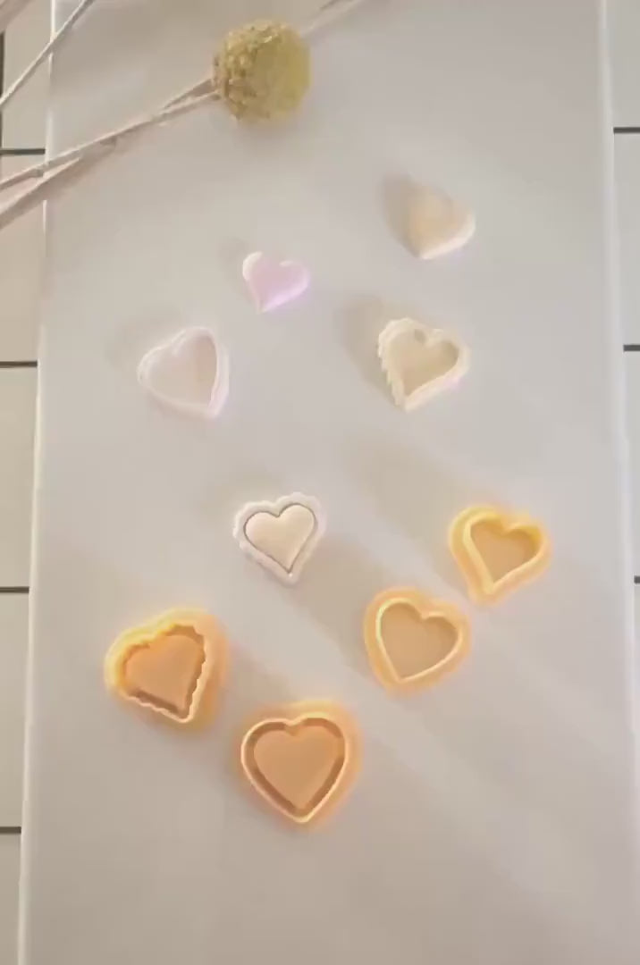 Layered Heart Polymer Clay Cutter Set: Scalloped & Plain Frames