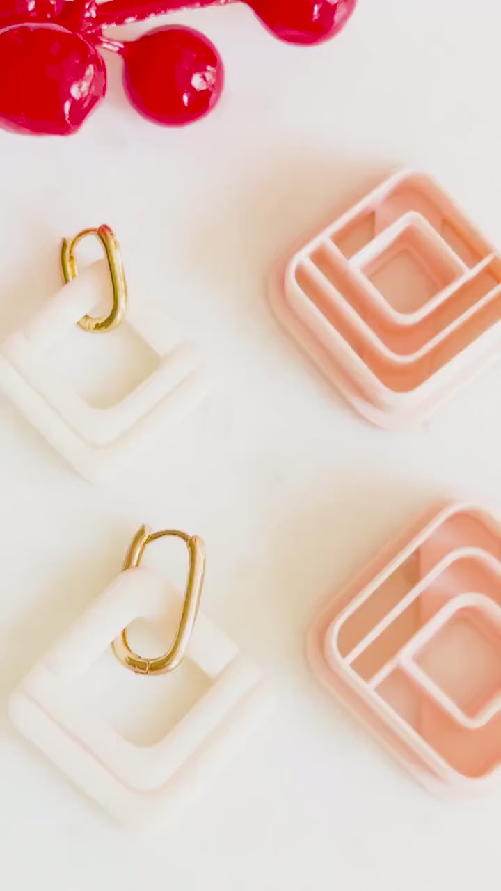 Layered Square Clay Cutter Set – Modern Geometric Polymer Clay Earring Shapes
