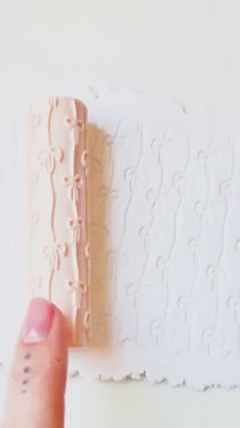 Bows on Ribbon Stripes Texture Roller  Embossing Tool for Polymer Clay Crafts