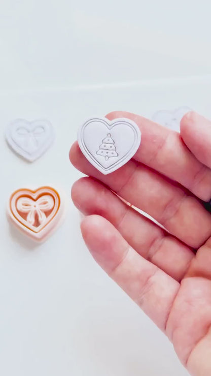 Jingle Hearts Clay Cutters: Christmas Bow, Tree & Angel Designs