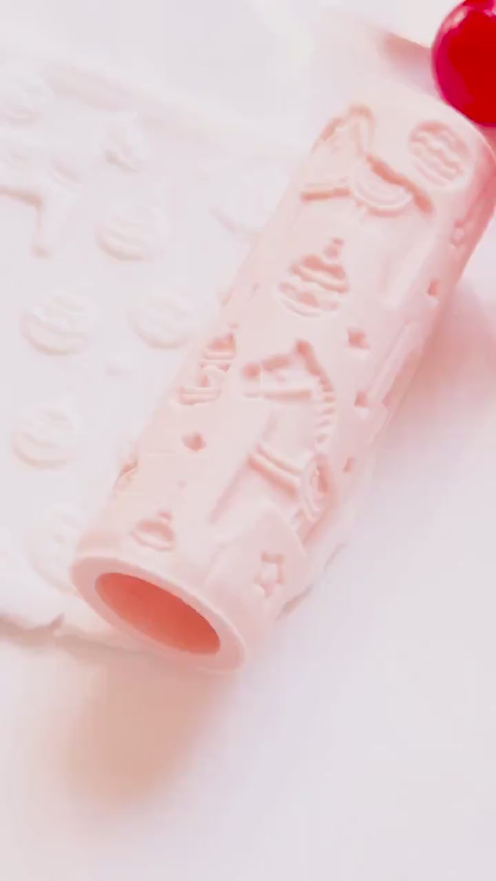 Dala Horse Emboss Roller for Polymer Clay – Scandinavian Christmas Texture Rolling Pin