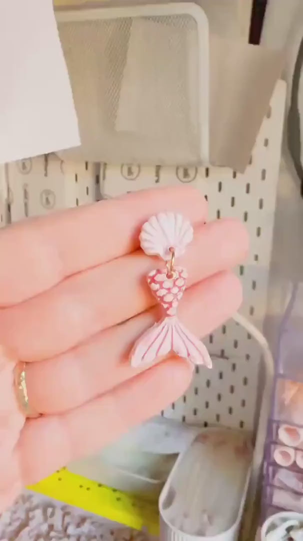 Mermaid Tail & Seashell Clay Cutter Set  Ocean Theme with Imprints for Polymer Clay Jewelry