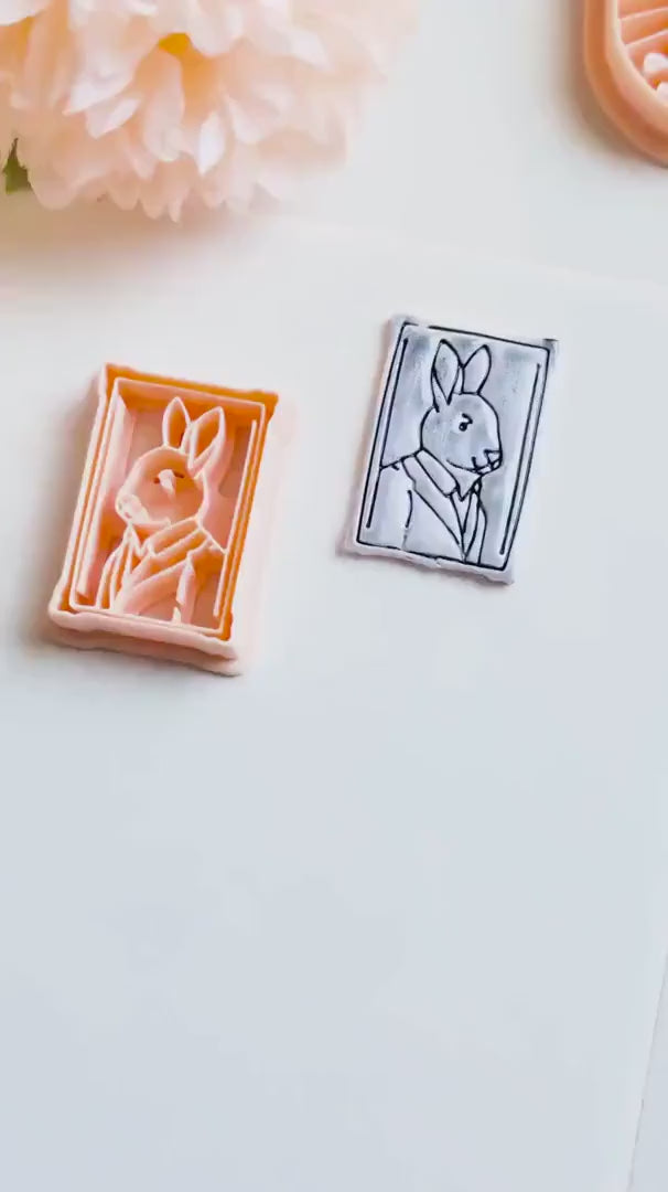 Rabbit Portrait Cutter, Polymer Clay Mold, Autumn Jewelry