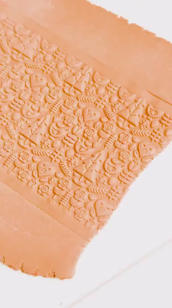 Folk Forest Texture Roller: Nordic Polymer Clay, Rustic Jewelry