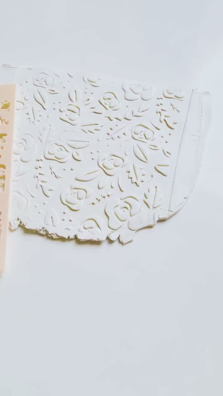 Love Roses Floral Stencil for Polymer Clay