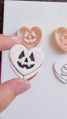 Halloween Polymer Clay Cutter Set: Ghost, Pumpkin, Spiderweb Heart Earrings