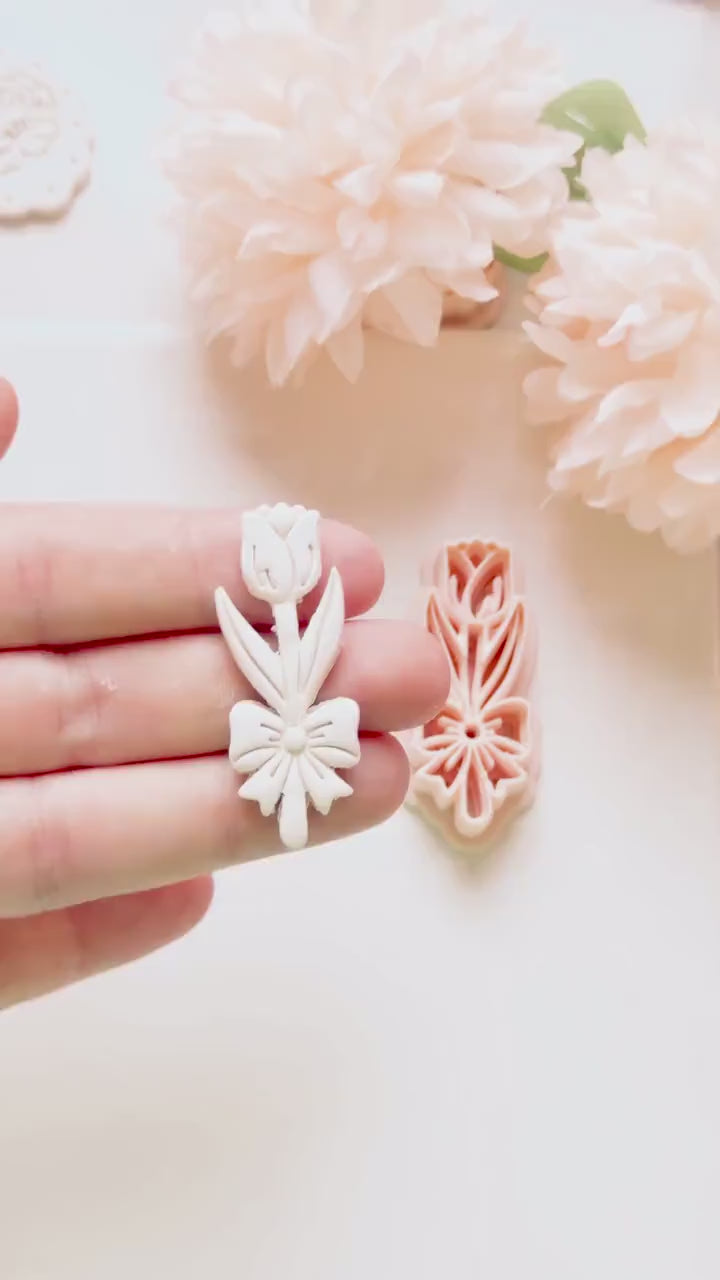 Tula Bloom Cutter: Tulip Drop Design for Polymer Clay Earrings
