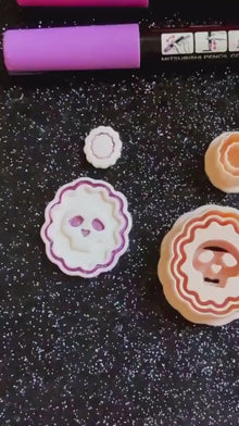 Skull Cameo Clay Cutter Set: Halloween Gothic Dangle Earring Molds