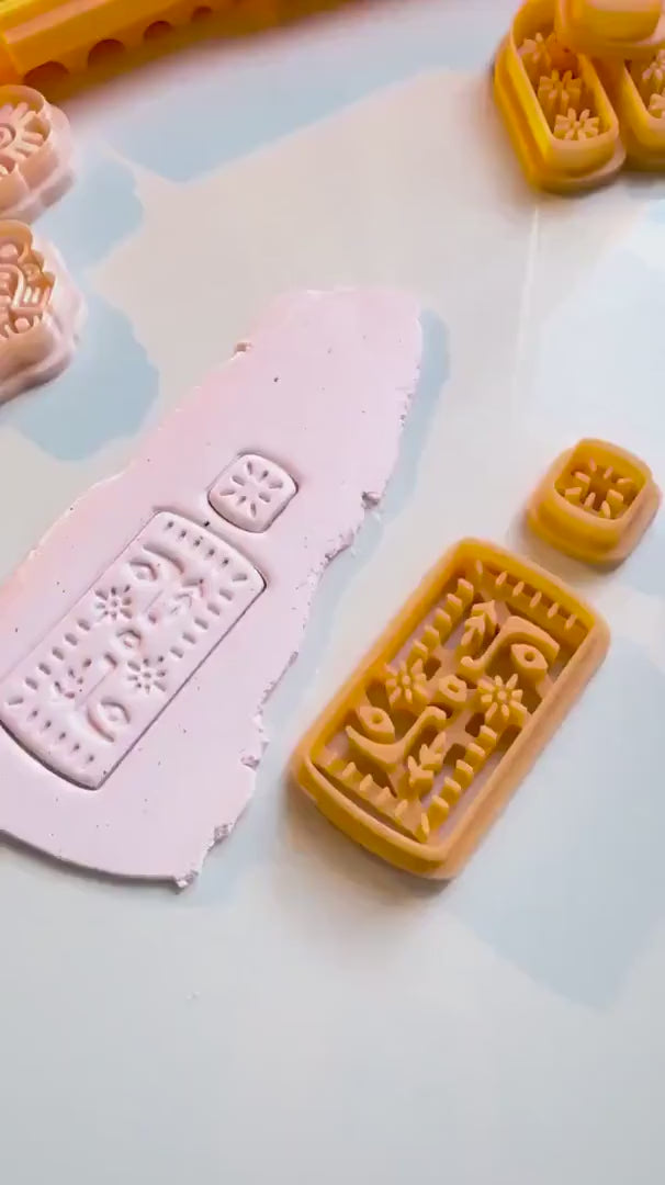 Aztec Pattern Clay Cutter: Tribal Earring, Pendant DIY