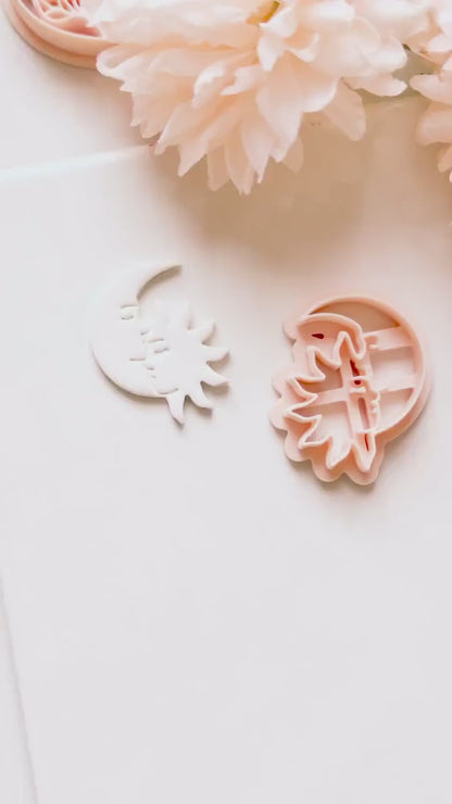 Celestial Kiss Cutter: Sun and Moon Silhouette Shape for Polymer Clay
