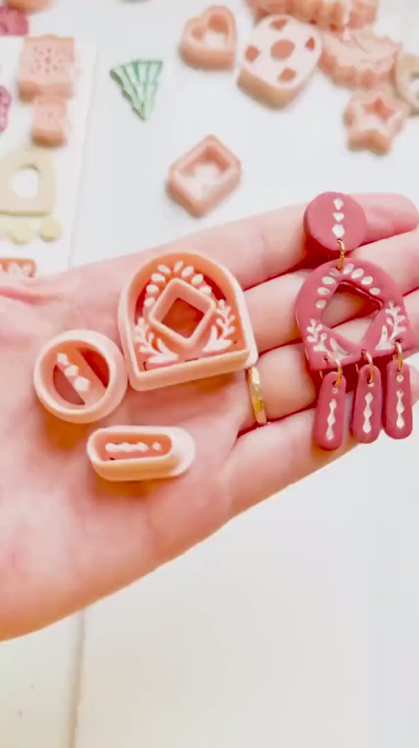 Geometric Arch and Drop Clay Cutter Set with Imprint Details - Majolica Collection