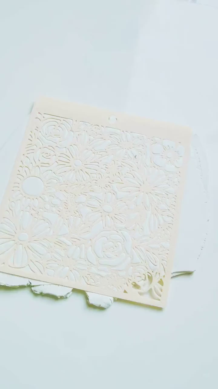 Love Meadow Floral Stencil for Polymer Clay